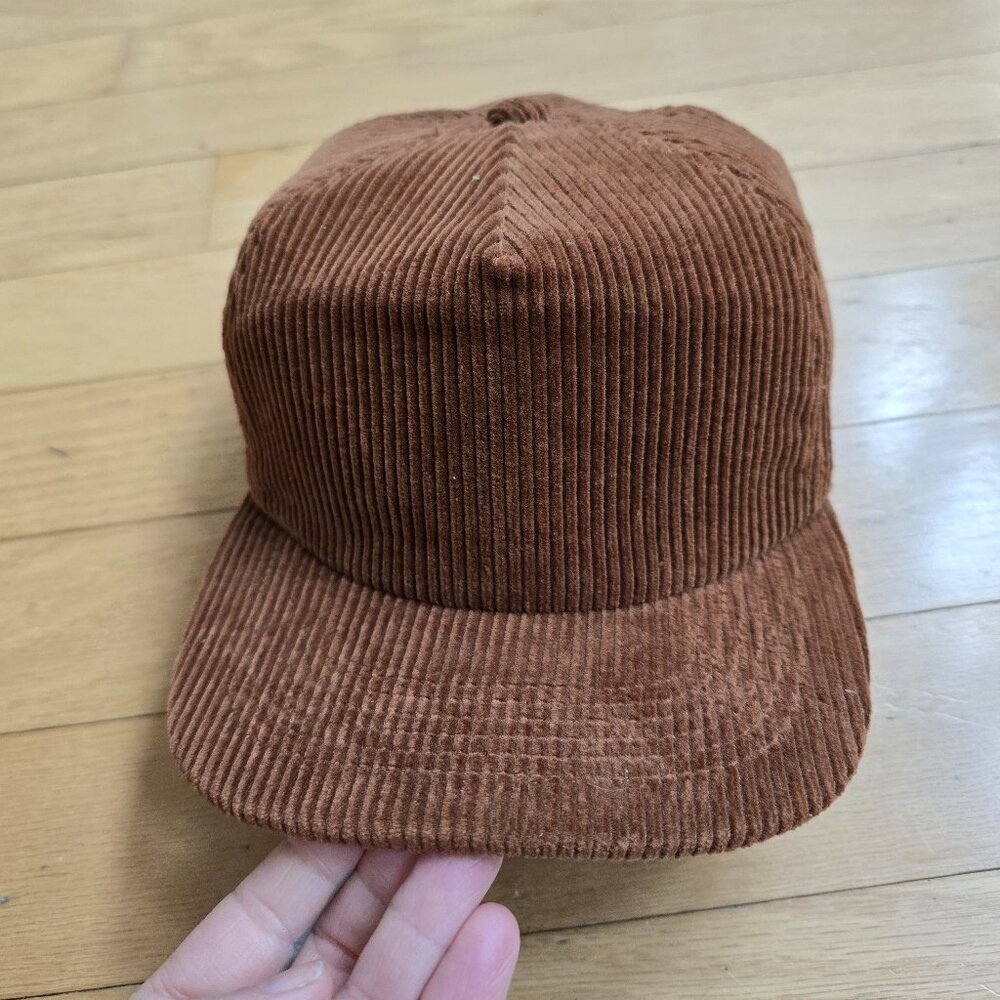 monochrome brown corduroy minimalist adjustable baseball hat